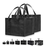 NZ Home Insulated Cooler Bag and Food Warmer (Small, 2 Pack) for Food Delivery & Grocery Shopping with Zippered Top, Black