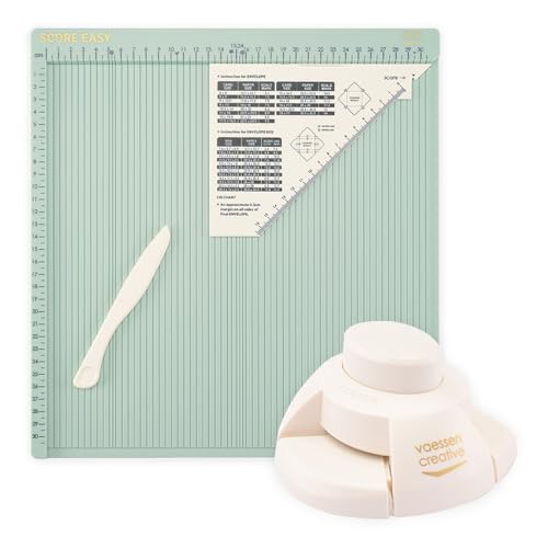 Vaessen Creative Bastelset - Falzbrett Score Easy 30 5 x 30 5 cm und 2-in-1 Kerbenstanzer Ideal für Karten Basteln Scrapbooking und Briefumschlag - Scrapbooking Zubehör