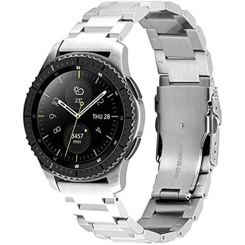 Kai Tian Metal Watch Strap Compatible for Samsung Gear S3 Frontier 22mm Stainless Steel Watch Bracelet for Samsung Galaxy Watch 46mm Gear S3 Classic Silver Cover