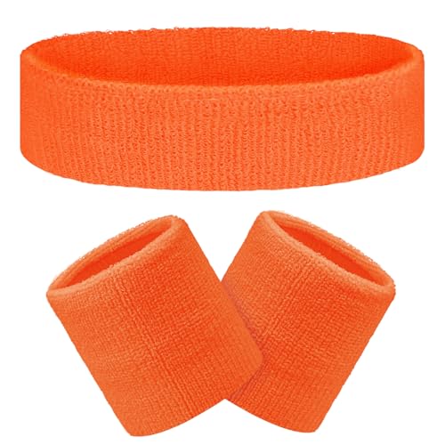 Flintronic 3 Stück Schweißband Set, Schweißbänder Handgelenk, Sportstirnband, Handgelenk, Stirnbänder Feuchtigkeitstransport, für Handball Fußball Tennis