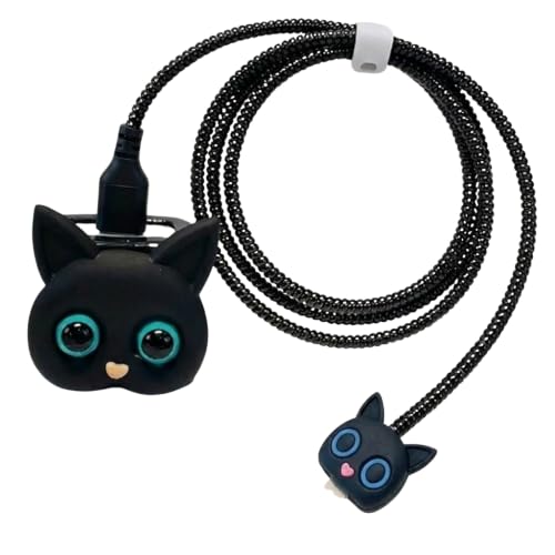 Image of Compatible with iPhone Charger Case, Funny Cartoon Character, Silicone, Black Kitty