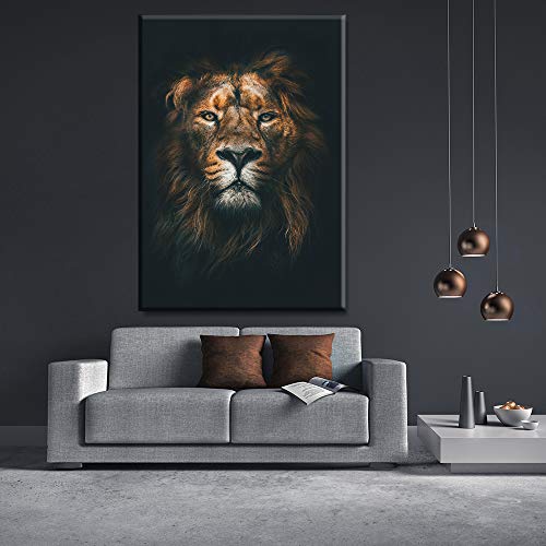 Quadro Decorativo Animais Leão Jungle King - 100X70 cm