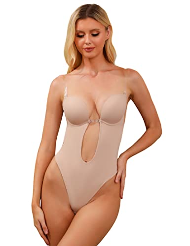 Mabecol Damen Rückenfreier Body Shaper BH Transparenten Trägern...