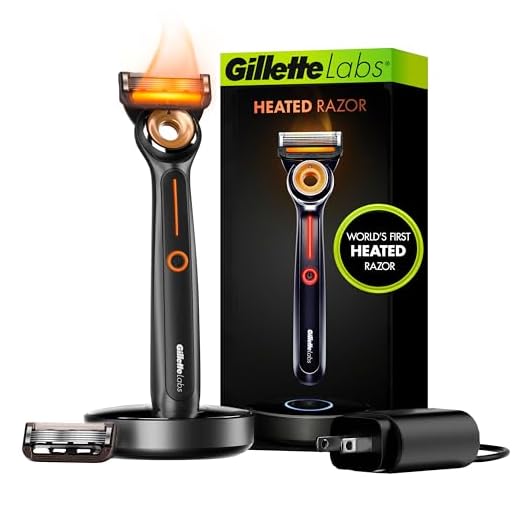Gillette Heated Razor for Men, Starter Shave Kit by GilletteLabs, 1 Handle, 2 Razor Blade Refills, 1 Charging Dock