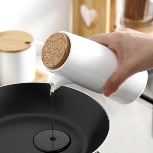 Housoutil Ceramic Seasoning Bottle Set with Tray Oil and Vinegar Dispenser for Kitchen Cooking Porcelain Sauce Pot for Liquid Condiments 6.50X3.74X3.03In - Image 7
