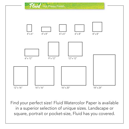 Fluid Artist Watercolor Block, 140 Lb (300 Gsm) Hot Press Paper Pad For Watercolor Painting And Wet Media With Easy Block Binding, 8 X 8 Inches, 15 White Sheets #TOP5