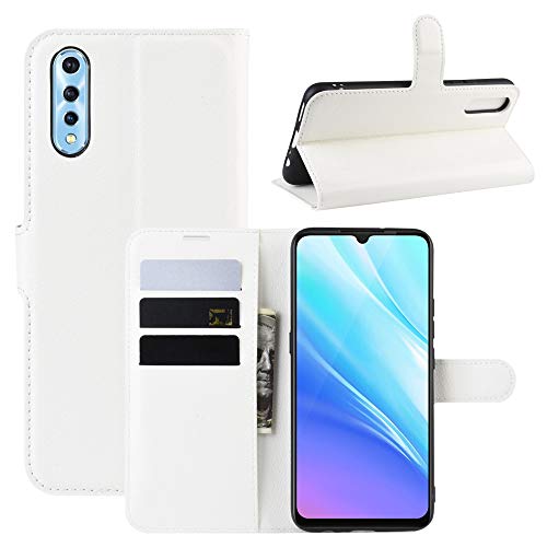 FanTings case for vivo Y7s/vivo S1 Flip Case,with Card Slots,Premium PU Leather Wallet Case,Anti-Scratch,Magnetic Closure,Kickstand Feature,for vivo Y7s/vivo S1 -White