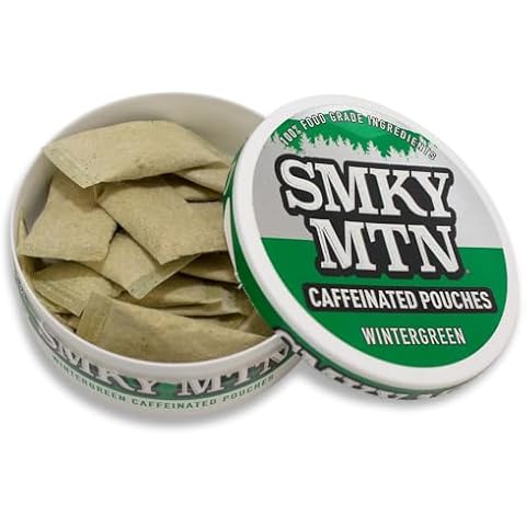 Smokey Mountain Caffeinated Pouches - Wintergreen - Tobacco Free and Nicotine Free - 1 Can - 15 Pouches Per Can Cover