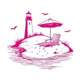 Adesivi decorativi in ​​vinile faro e sedia a sdraio con ombrellone 42x47.4cm Pittura murale artistica Rosa Rossa