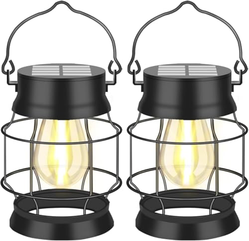 Lanterne solaire de jardin étanche blanc chaud lampe suspendue cour extérieur