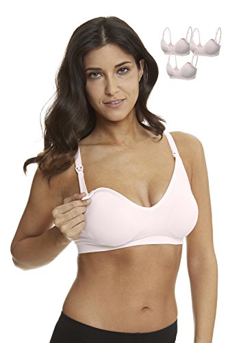 HOFISH Spandex Sleep Bra for Nursing and Maternity 3PACK Pink M