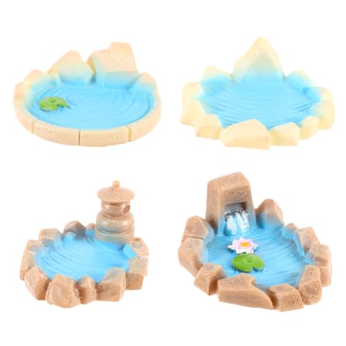 Toyvian 4 Pièces Jardin Miniature Décorations pour Bassin Figurines Résine Accessoires pour Jardin Féérique Ornements Miniatures pour Pelouse