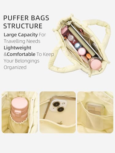Image of WESTBRONCO Puffer Crossbody Bags for Women Quilted Tote Bag Puffy Weekender Overnight Bag Nylon Shoulder Handbag