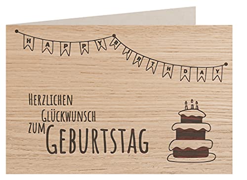 Carte de vœux en bois - 100 % fabriquée à la main en Autriche - Carte postale, carte cadeau, carte de vœux, carte pliante, invitation, type de bois : chêne Cover