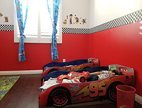 Checkered Flag Cars Wallpaper Border-6 Inch (Black Edge) #TOP4