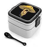 Psychedelic Mushrooms 2 Stackable Lunch Box bento boxes Salad Container Reusable Spoon with Handle
