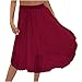 Jupes maxi pour femme - Taille élastique - Jupe longue d'été décontractée bohème - Jupe de plage décontractée - Couleur unie - Style personnel - Maille douce - Jupe mi-longue en dentelle, 01 Wine, S