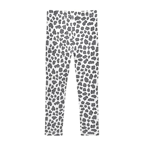 senya Girls Printed Leggings Yoga Pants Black and White Leopard for Kids in 4t to 10 Years, 4T2