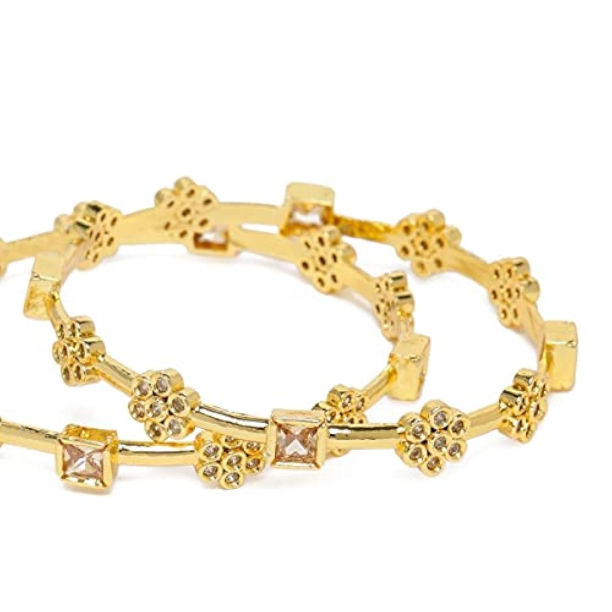 Set of 2 Gold-Plated AD-Studded Handcrafted Bangles