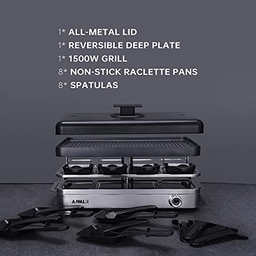 ANWALE Smokeless Grill Indoor Electric Grill and Griddle Plate, Raclette Table Grill and Korean BBQ Grill, All-In-One 1500W Electric Grill Indoor, FDA & ETL Listed, Warm Insulated Layer - Thumbnail 6