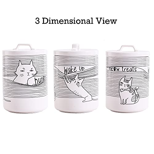 Bico Linear Cartoon Kitty Ceramic Treat Jar, For Cat And Kitten, Dishwasher Safe #TOP2