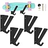 Skateboard Rack Wall Mount, Skateboard Storage Rack, Skateboard Holder, Load Bearing Skateboard Rack, Horizontal Space Saving Design for Longboard Penny Board Skis Skateboard Shelf