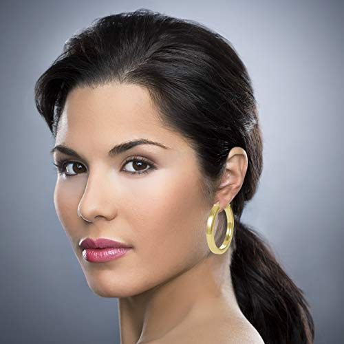 Yumay-9 ct oro pieno orecchini a cerchio lisci per...