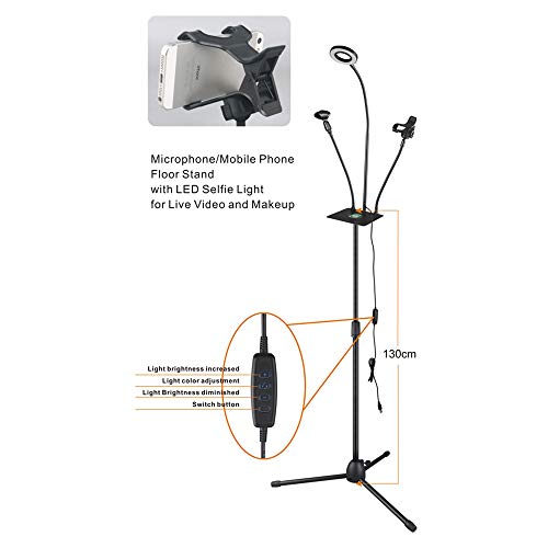 Image of MX Superlux Adjustable Tripod Stand with Dual Trays Height 2.5 to 4 Feet Foldable Metal Stand for Laptop, Projector, Speaker (LED Floor Stand for Phone & Mic)