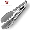 2 Pack Silicone Kitchen Tongs – 9" & 12" Set, Heat Resistant up to 500°F, Non‑Stick Cookware Safe, Wavy Silicone Tips, BPA Free, Locking Clip & Hanging Loop, Grey #1