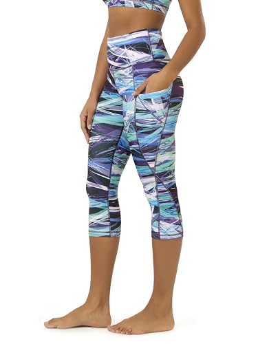 ODODOS Women's High Waisted Pattern Capri Leggings Pockets,