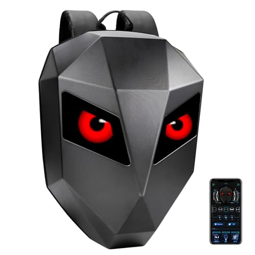 XQCK LED Motorcycle Backpack LED Knight Backpack with App Control Programmable Full Color Screen Large Capacity Hard Shell Waterproof Helmet/Laptop Backpack