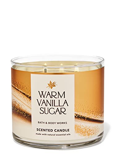 2020 Warm Vanilla Sugar Scented 3 Wick Candle (Vanilla, White Orchid, Sugar, Fresh Jasmine, Sandalwood) 14.5 Oz Made W Essential Oils