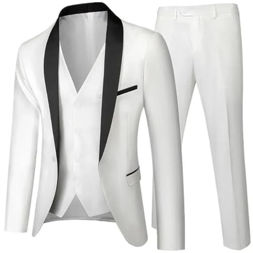 Men's Slim Fit 3-Piece Tuxedo Set - Carved Detailing Prom Suit for Weddings & Parties2