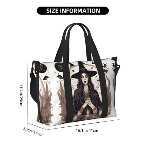 Magic Witch Witchcraft Bohemian Drawing print Travel Duffle Bag,Weekender Bags,Gym Duffel Bag,Luggage Duffle Overnight for Women Men4
