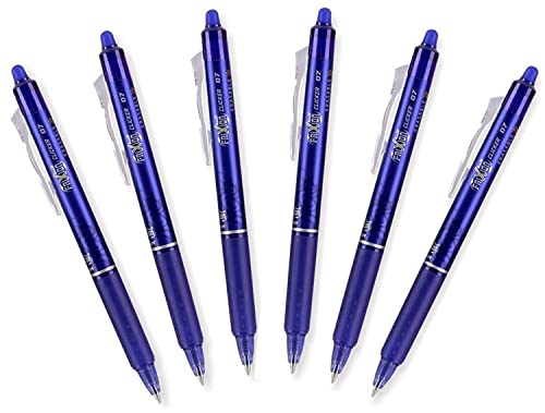 Pilot Frixion Clicker Retractable Erasable Gel Pens Fine Point Blue Ink (6)