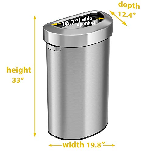 Image of iTouchless 87 Liter, Slim and Space-Saving Design for Home, Office, Kitchen, Restaurant, Restroom, Large Capacity, 23 Gal Trash Cans with AbsorbX Odor Filter, Stainless Steel, Semi-Round 23 Gallon