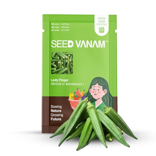 SEED VANAM Desi/Native Non-GMO Bhendi Seeds (Ladys Finger) for Home Garden | 80 Seeds | High Germination Rate | Includes Free Growing Guide