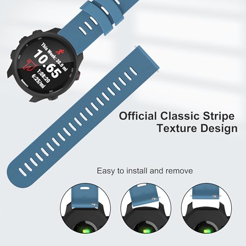 Image of Tobfit 20mm Straps Compatible with Garmin Forerunner 165 /165 Music, Forerunner 55 /158,245 /245 Music, 645 /645 Music Band for Women Men, Silicone Strap for Garmin Watch