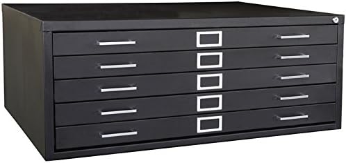 Edsal Sandusky 244879BK Heavy Duty Welded Steel 5 Drawer Flat File Storage Cabinet, 41 cm Height x 118.7 cm Width x 89.8 cm.