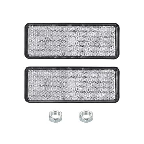 Image of PATIKIL Rectangle Rear Reflectors, 2 Pcs Safety Reflective Warning Reflector Plastic Universal Motorcycle Reflector with M5 Screw Mount for Car Motorcycle Trailer Bike Bicycles, White