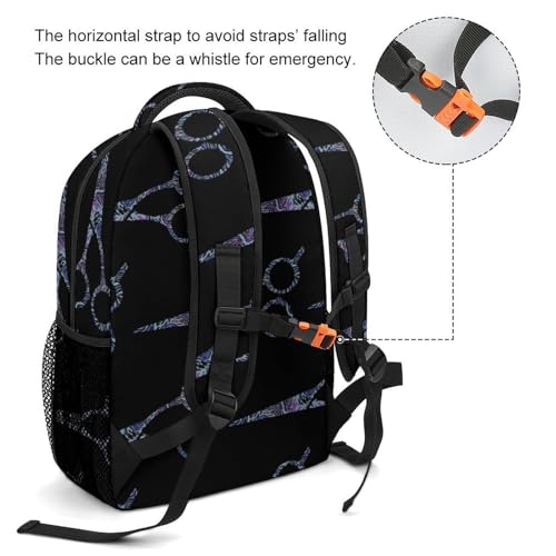 Haircut Barber Scissors Purple Fire Tie-Dye Unisex Backpack Casual Daypacks Lightweight Shoulders Bag for Camping Hiking Travel3