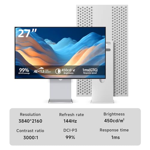 Image of PD2706Ultra 27 Inch 4K Computer Monitor, UHD 4K Professional Gaming Monitor, 144Hz IPS 1ms, 99% DCI-P3 Color Gamut, 3000:1, Height Adjustable Stand, DP HDMI USB-C 65W for PC （8 Interfaces）