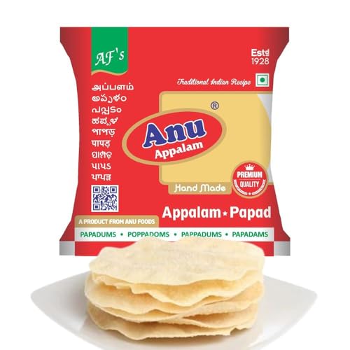 Anu Appalam Papad Plain Indian Papad,400g - Pack of 2