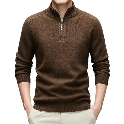 Men’S Solid Wool Thick Half-Zip Turtleneck Pullover Sweater Casual Long Sleeve Warm Knit Jumper Tops