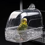 Barn Eleven Bird Bath Cage, Cleaning Pet Supplies Cockatiel Bird Clear Bathtub with Hanging Hooks and Bottom Drawer for Little Bird Parrots Spacious Parakeets Portable Shower for Most Birdcage