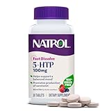 Natrol 5-HTP Fast Dissolve Tablets, Wild Berry Flavor, 100mg, 30 Count