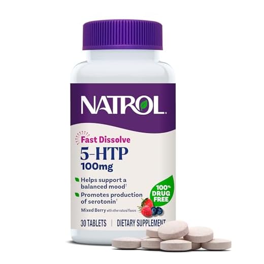 Natrol 5-HTP 100mg, Drug-Free Dietary Supplement Helps Support Balanced Mood, 30 Mixed Berry-Flavored Fast Dissolve Tablets, 15-30 Day Supply