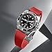ULLCHRO FKM Rubber Watch Strap, Cut to Size Quick Release Fluororubber Watch Band Soft Replacement Watchband with Silver Milled Clasp for Men Women 20mm 22mm (20mm, Dark Red)