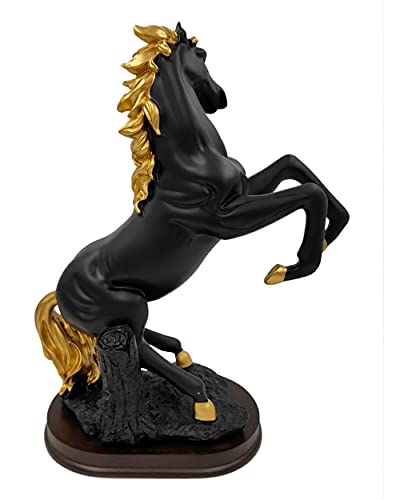 Image of AUGEN Polyresin Horse Black Idol Statue Showpiece for Home Decor Decoration and Gifting (1 Piece, 9833A)