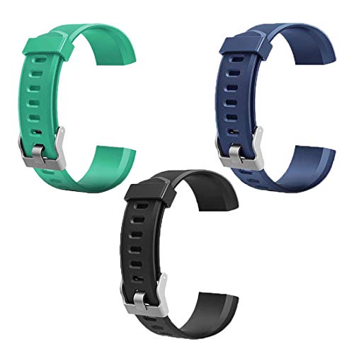 NewBull Replacement Bands for Fitness Tracker ID115Plus HR, 3-Pack Interchangeable Adjustable Wristbands Set for Men Women (Black+Blue+Green)